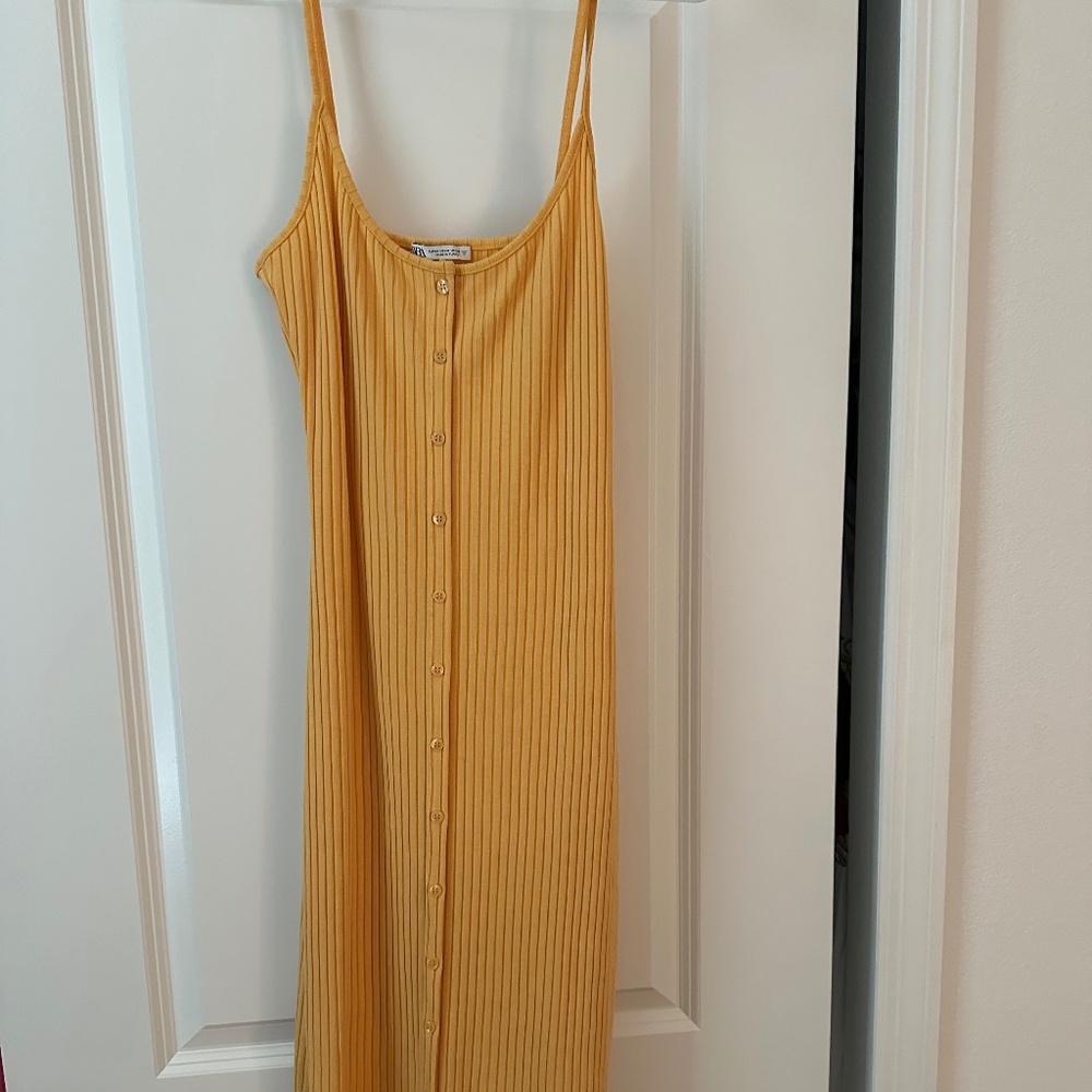Zara yellow midi dress ribbed